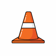 Bright orange traffic cone with white stripe illustration.