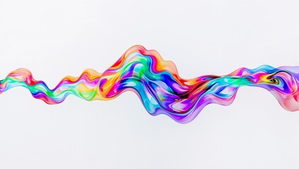 Dynamic Chromatic Waveform An Abstract Fluid Sculpture of Blended Hues, Illustrating Vibrant Motion and Artistic Expression on a Clean Background