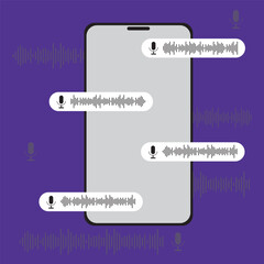 Print Voice message, audio chat, mobile messaging, sound wave, microphone icon, voice recognition, personal assistant, social media, modern communication, digital interface, app feature