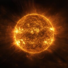 Solar Majesty: An illustration of the sun, radiating intense heat and light. It's a visual representation of raw energy, illuminating the vastness of space.