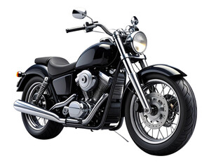 Fototapeta premium detailed AI-generated 3D rendering of a classic black motorcycle with chrome parts and reflective surfaces, viewed from a front-side background for automotive or racing design projects. (3)