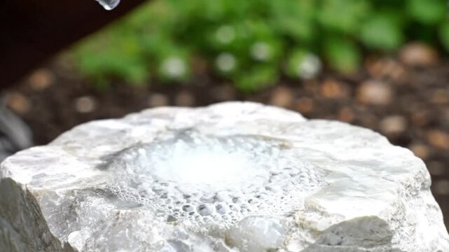 Water droplet experiment demonstration outdoor garden close-up photography natural environment scientific concept