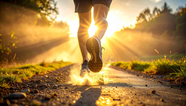 Runners Morning Run - Fitness and Sunlight.