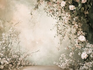 Elegant floral arrangement backdrop for wedding or special occasion photography