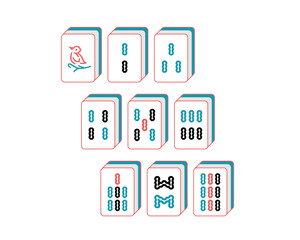 Chinese traditional Mahjong tiles. Perfect for board game designs, Asian culture concepts, and festival graphics. 麻雀牌セット