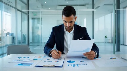 Businessman analyzing financial data - Powered by Adobe