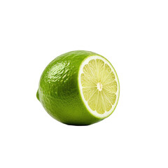 Half a fresh lime, showing the bright green rind and juicy inner flesh