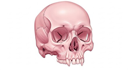 Fototapeta premium Anatomical Skull Illustration with Detailed Sutures and Orbits, Human skull, Anatomy, Bone
