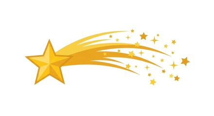 Obraz premium Golden Shooting Star with Sparkles, Comet, Streak, Yellow