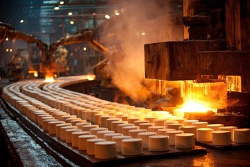 Industrial Factory Robotic Arms and Injection Molding Production