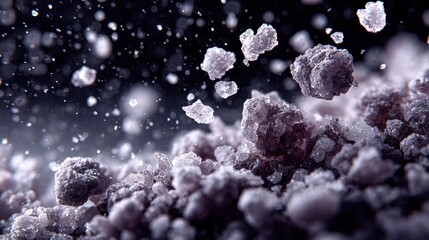 Extreme Closeup of Sea Salt Grains in Dramatic Lighting