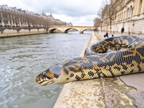 Anaconda near the seine river in Paris
