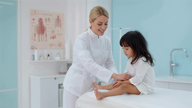 Healthcare professional examining child
