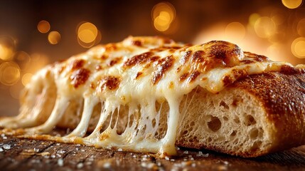 Macro Shot of Melting Mozzarella Cheese on a Slice of Bread