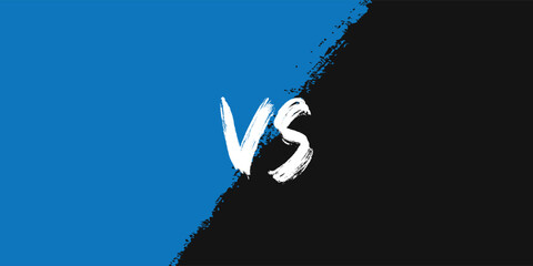Blue and black grunge split background with white VS text in the center, modern abstract design template for gaming competition, sports battle, or team matchup banner illustration.