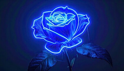 Glowing blue rose, dark backdrop