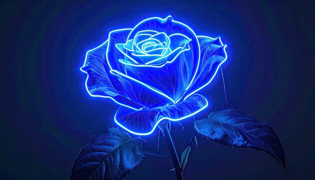 Glowing blue rose, dark backdrop