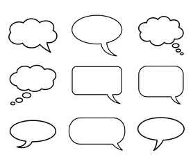 Obraz premium Outline Speech and Thought Bubbles Set: Dialogue, Comic, Vector