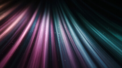 Colorful abstract light rays rotating across a dark background with sparkling particles
