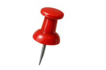 Red pushpin creating a strong concept of attachment, marking, or important notice, on a transparent background