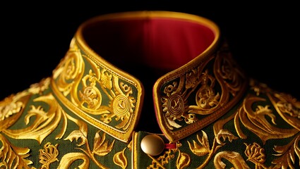 Elaborate Embroidered Collar of Ceremonial Uniform Jacket with Gold Threadwork