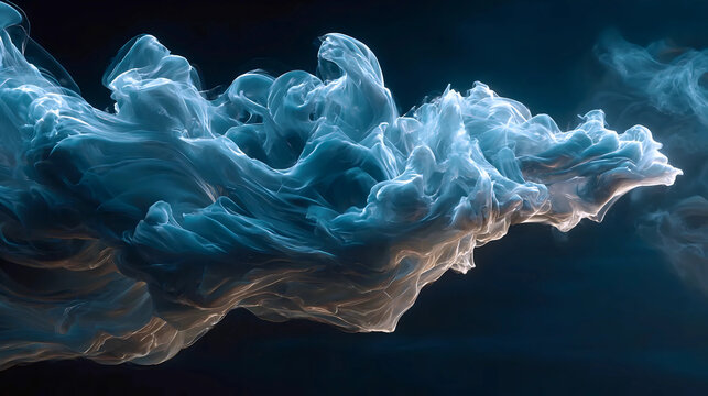 Golden smoke swirling with glowing particles, Abstract motion of smoke with golden sparkles, Dynamic flow of luminous smoke and glittering dust