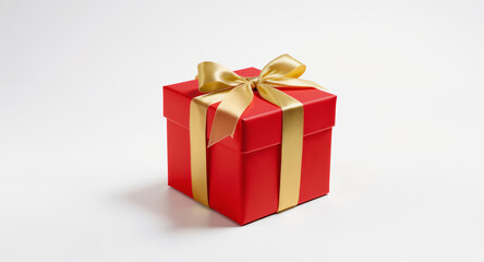 Obraz premium Stunning red gift box tied with a luxurious gold ribbon, perfect for holidays, birthdays, and special occasions that deserve a memorable presentation