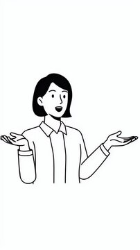 Businesswoman Explains Idea With Gestures White Background Simple Animation