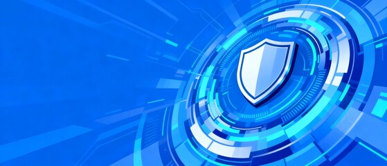 Digital shield in blue tech interface
