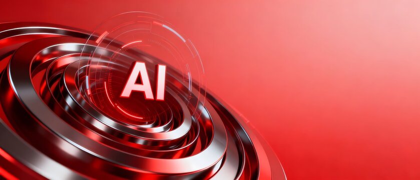 AI symbol in red futuristic design