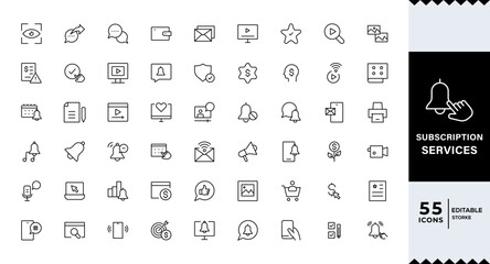 Pixel Perfect, Subscription Services Icon Set.  Most Useful Icons for Membership, Subscription, Billing, High-Quality Icons for Subscription Models, Digital Services, Payments, 