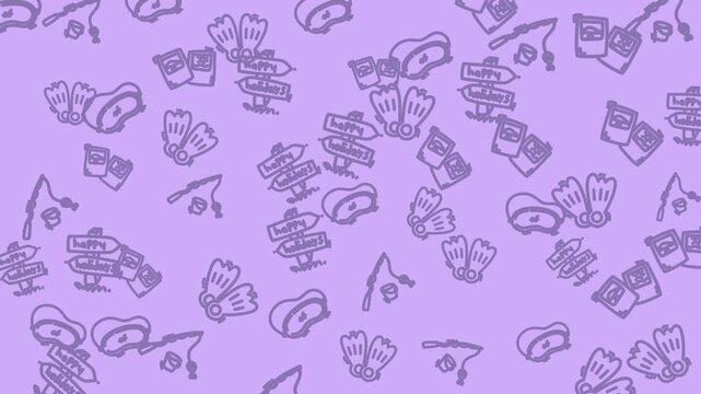 Seamless Pattern - Abstract Purple Pattern with Repeating Shapes and Lines.