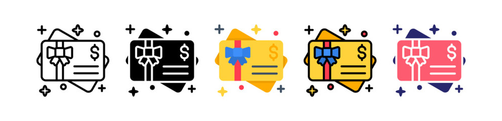 Gift Card Multiple Style Icon Set Collection. 