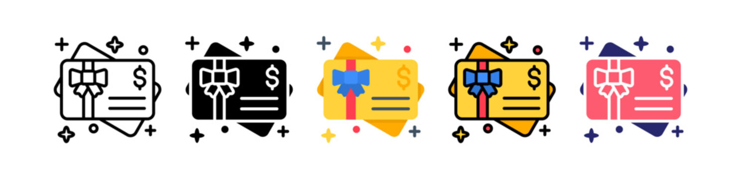 Gift Card Multiple Style Icon Set Collection. 