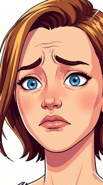 Cartoon Woman Expressing Shock and Surprise With Wide Eyes
