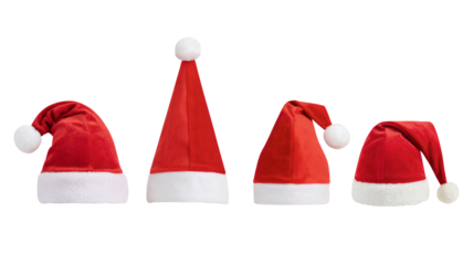 Festive Santa hats spreading Christmas cheer and holiday spirit