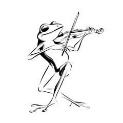 Frog playing violin illustration vector art music animal amphibian stringed instrument orchestra concert design