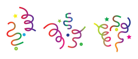 Colorful Party Streamer Confetti Curl Decoration Isolated on White Background