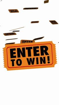 Enter to Win Raffle Tickets Prize Drawing Game Chance Lucky Odds Vertical 4K 3d Animation