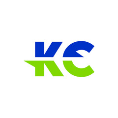 Modern KC Initial Letter Logo Design in Blue and Green Color