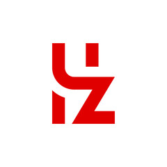 Modern abstract letter YZ logo design in red color