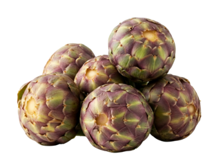 Fresh pile of artichokes isolated on a white background, perfect for culinary and health-focused visuals