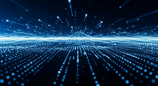 Flowing Particle Mesh Surface Representing Big Data and Connectivity - Powered by Adobe