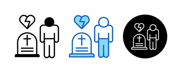 Bereavement Multiple Style Icon Set Collection Mixed, Blue & Line. 
