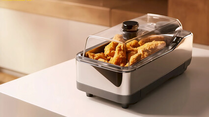 Crispy Air Fried Chicken Wings | Modern Stainless Steel Air Fryer | Healthy Home Cooking Appliance