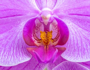 Close-up of a vibrant purple orchid flower's intricate detail