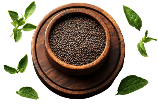 Fine black cumin seed powder for culinary and health benefits PNG, isolated on transparent background.