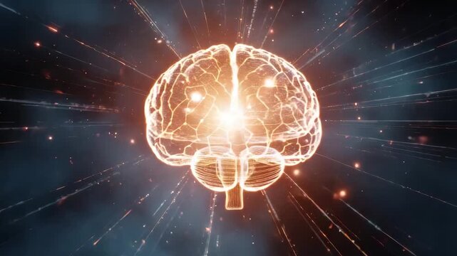 Illuminating the Mind: A luminous depiction of the human brain, showcasing its intricate structure and boundless potential, symbolizing intelligence, knowledge, and innovation.