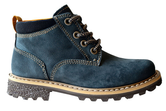 Suede boots blue Timberland man shoes, PNG, isolated on transparent background.