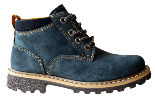 Suede boots blue Timberland man shoes, PNG, isolated on transparent background.